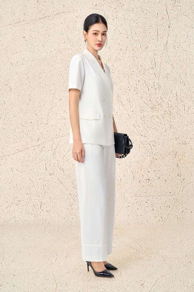 BQD33096 - Quần công sở vải tuytsi dáng suông dài ống rộng khoá thân trước - PANTIO