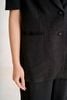 BAV33750 - Áo vest công sở vải thô đũi dáng suông cổ hai ve tay cộc thân áo có túi tạo kiểu - PANTIO