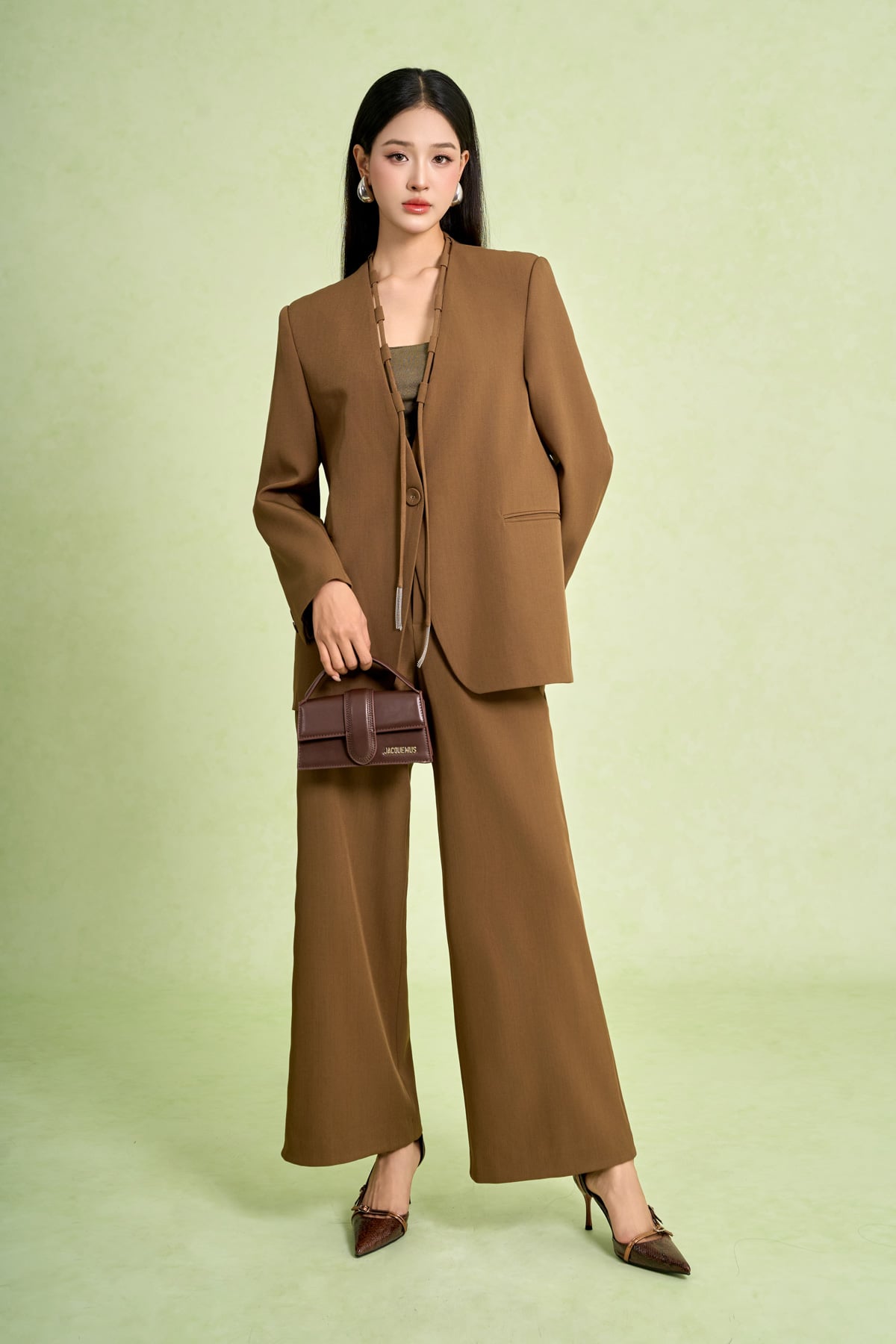 BQD73550 - Quần dài công sở vải tuytsi dáng suông ống rộng khóa thân trước - PANTIO