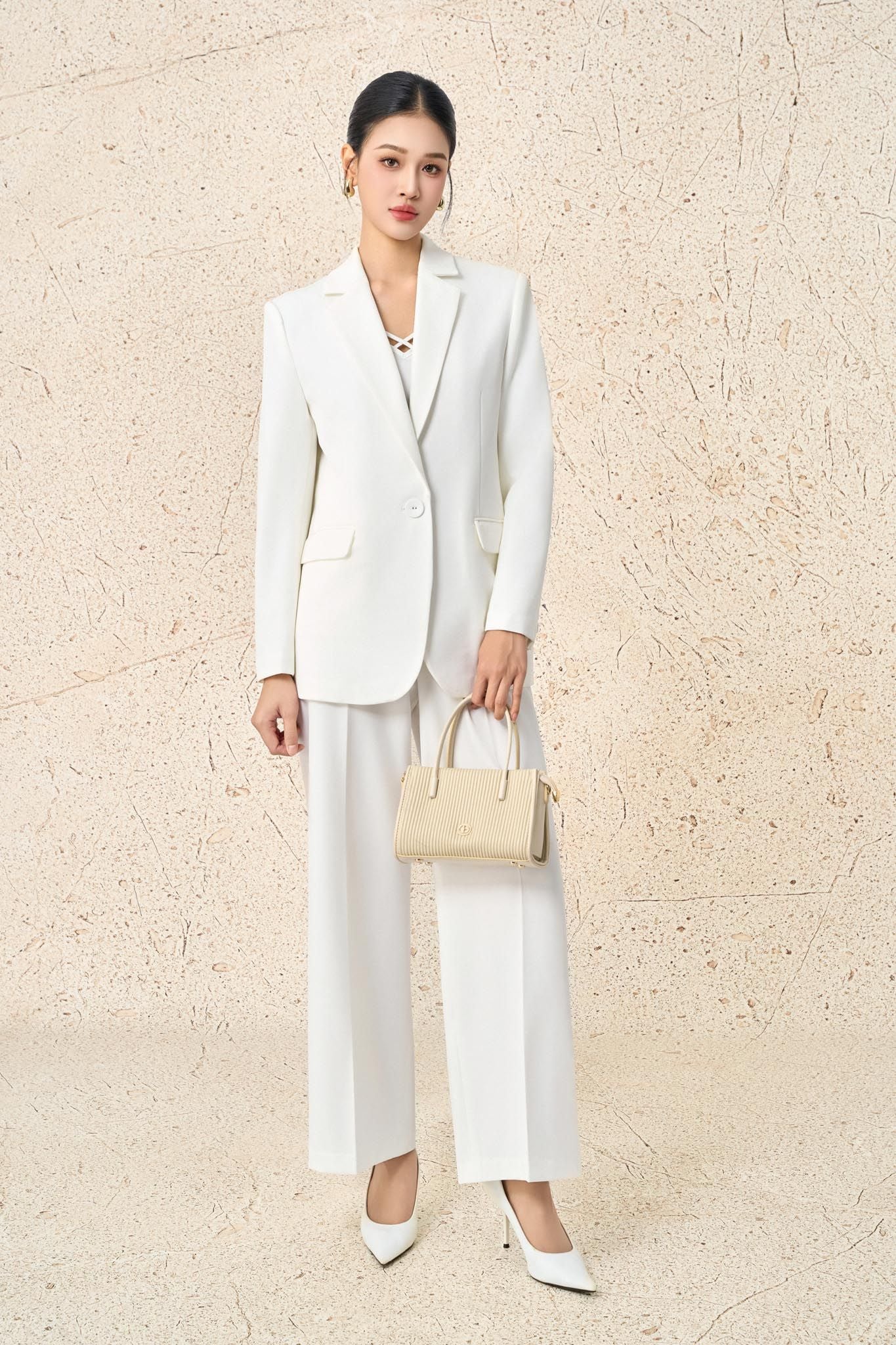 BQD93581 - Quần dài công sở vải tuytsi dáng suông ống rộng thời trang khoá thân sau - PANTIO