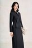 BAV93857 - Áo vest công sở vải thô đũi dáng peplum cổ kiểu phối phụ kiện kim loại thời trang - PANTIO