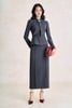 BAV93857 - Áo vest công sở vải thô đũi dáng peplum cổ kiểu phối phụ kiện kim loại thời trang - PANTIO