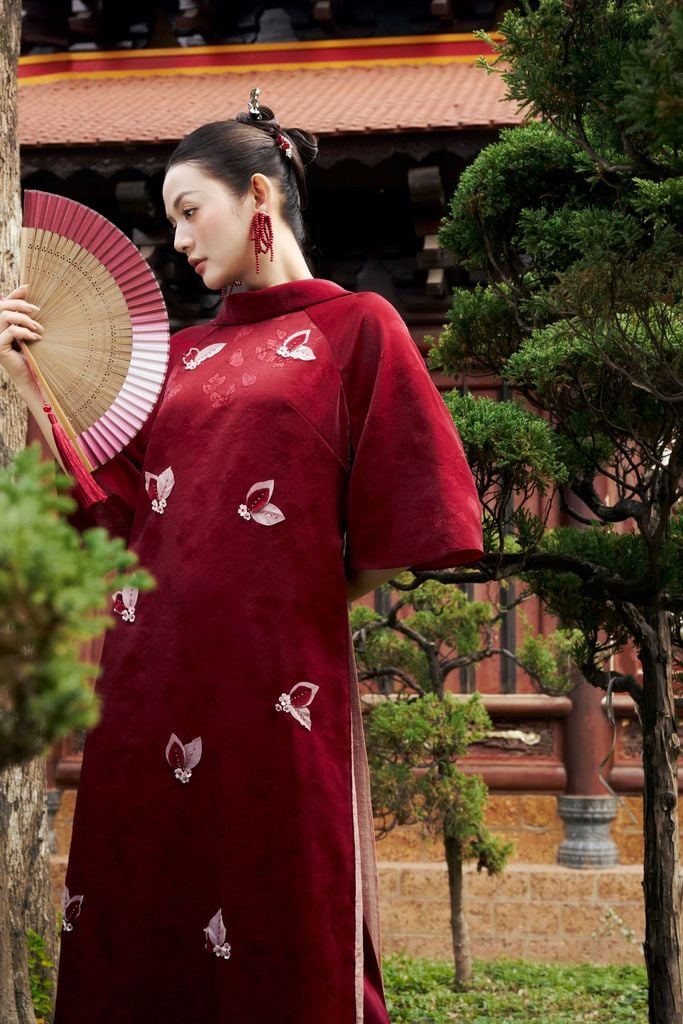 BDQ52025 - Quần áo dài truyền thống vải lụa dáng suông ống rộng cạp liền thân sau pha chun - PANTIO