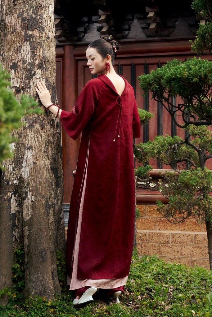 BDQ52025 - Quần áo dài truyền thống vải lụa dáng suông ống rộng cạp liền thân sau pha chun - PANTIO