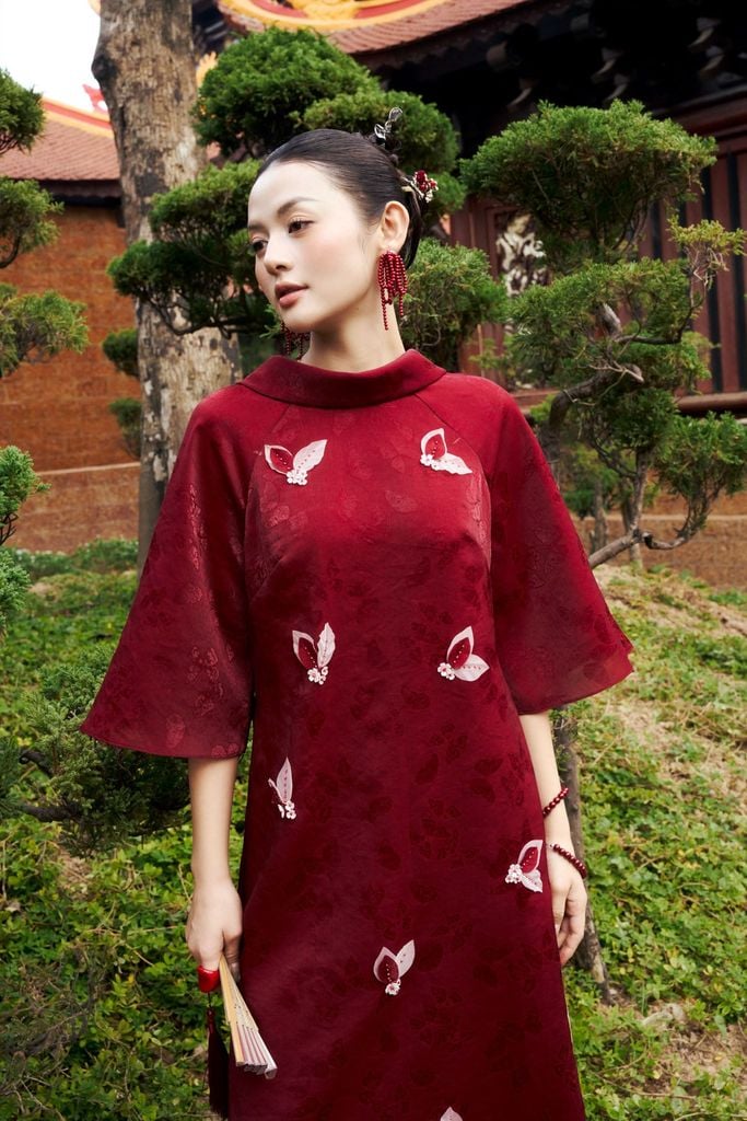 BDQ52025 - Quần áo dài truyền thống vải lụa dáng suông ống rộng cạp liền thân sau pha chun - PANTIO