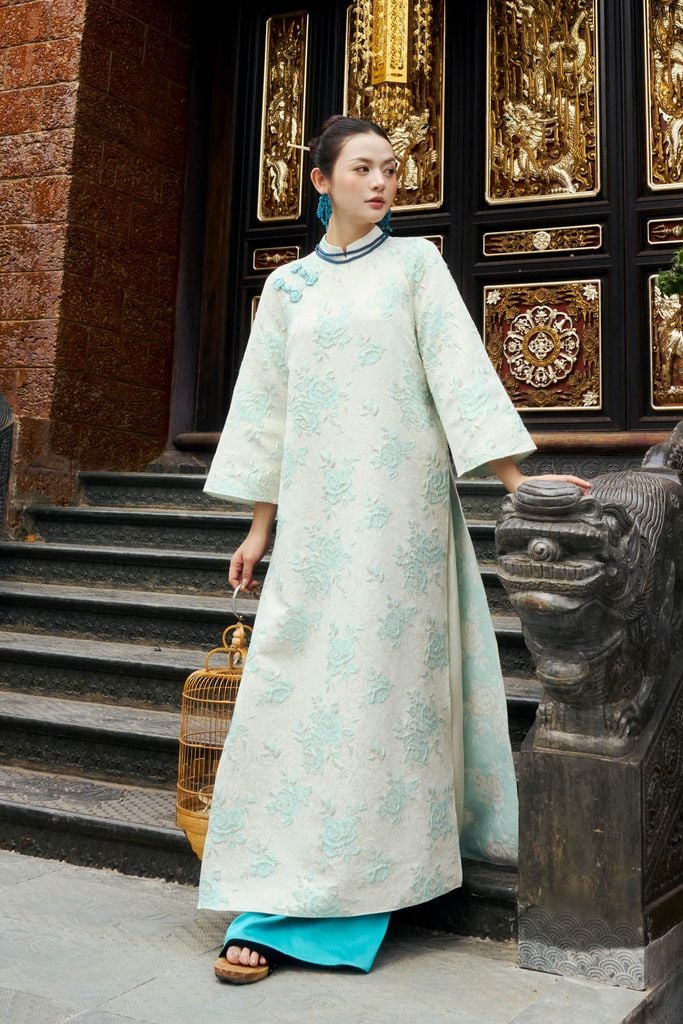 BDQ50139 - Quần dài truyền thống vải lụa dáng suông ống rộng cạp liền thân sau pha chun - PANTIO