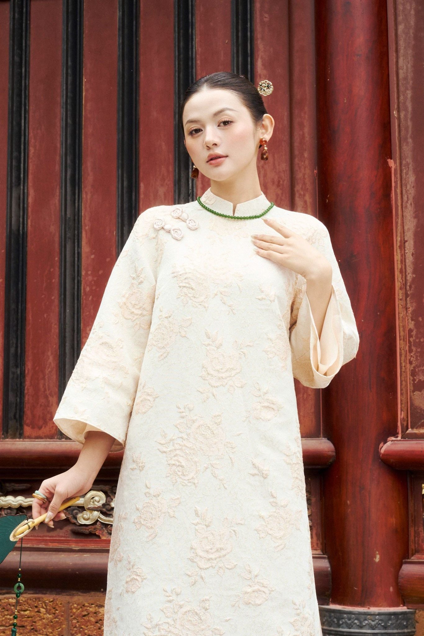 BDQ52025 - Quần áo dài truyền thống vải lụa dáng suông ống rộng cạp liền thân sau pha chun - PANTIO