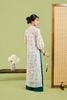 BDA50222 - Áo dài cách tân vải tơ hoa dáng suông cổ tàu đính nơ tay phồng khoá thân sau - JAN.