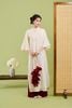 BDA50226 - Áo dài cách tân vải tơ dáng suông cổ tàu đính nơ tay lửng xoè khoá thân sau - JAN.