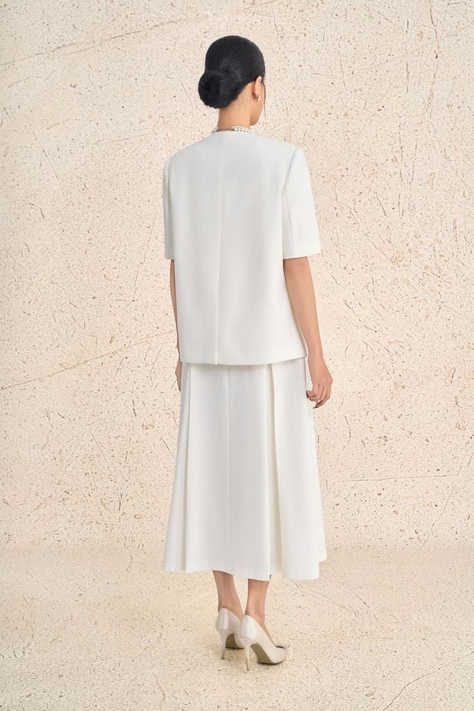 BAD73570 - Áo khoác demi công sở vải thô dáng suông tay lửng thân áo có nắp túi ốp tạo kiểu - PANTIO