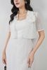 BAS13379 - Áo khoác vải ren lưới dáng croptop có cổ tay cộc kèm hoa cài tạo kiểu - PANTIO