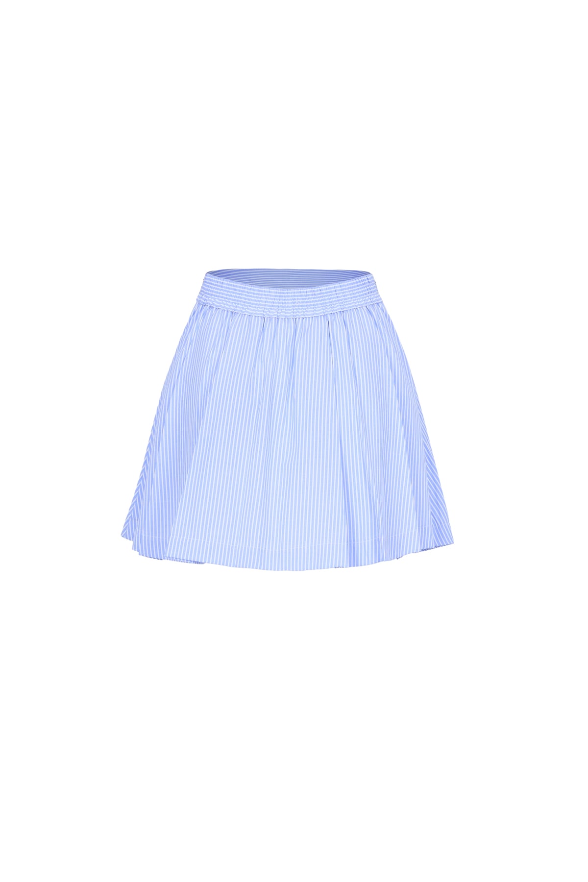 BJN33544 - Chân váy ngắn vải thô kẻ dáng suông cạp cao thân váy xếp ly tạo kiểu khoá thân sau - JAN.