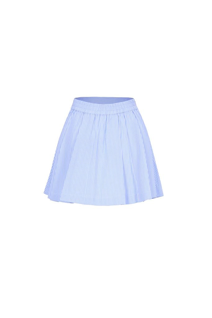 BJN33544 - Chân váy ngắn vải thô kẻ dáng suông cạp cao thân váy xếp ly tạo kiểu khoá thân sau - JAN.