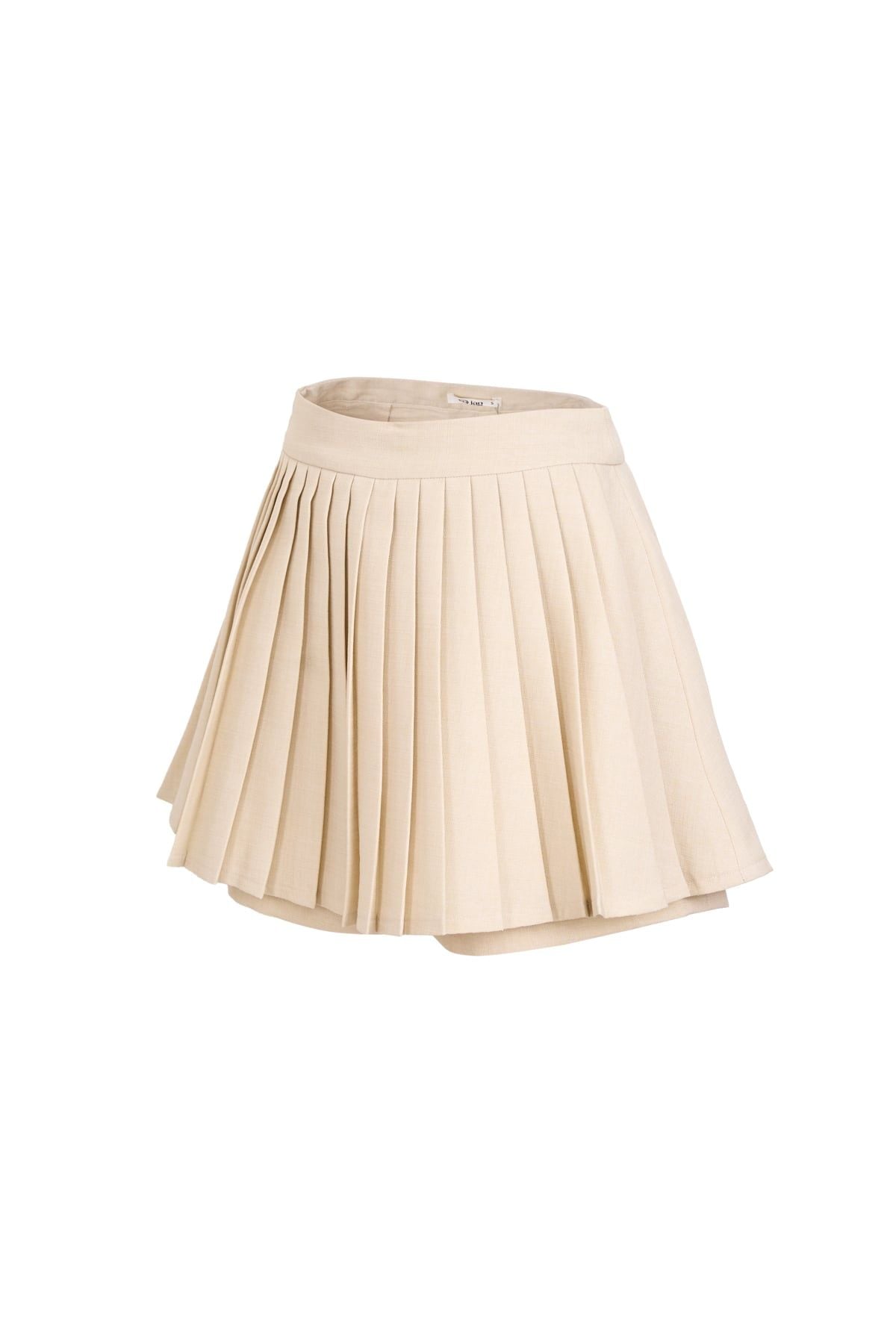 BJN93739 - Chân váy ngắn vải thô dáng chữ A thân váy xếp ly tạo kiểu - JAN.