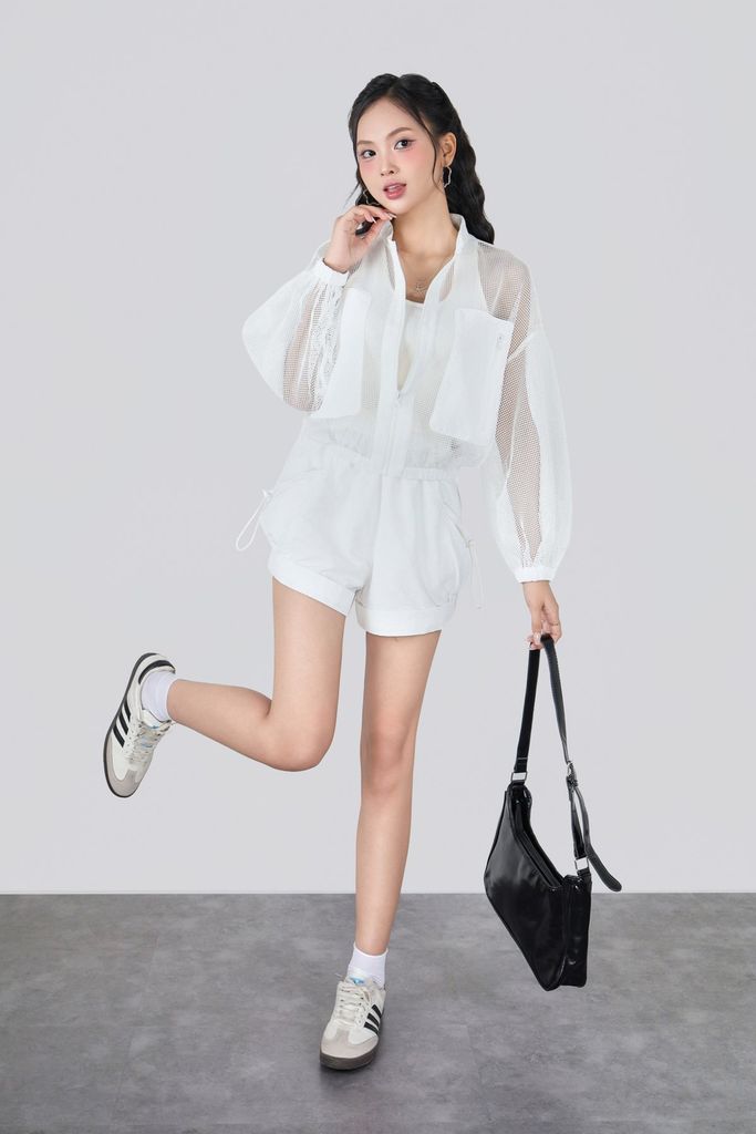 BQN33516 - Quần short vải gió dáng suông cạp chun bên hông có túi tạo kiểu - JAN.