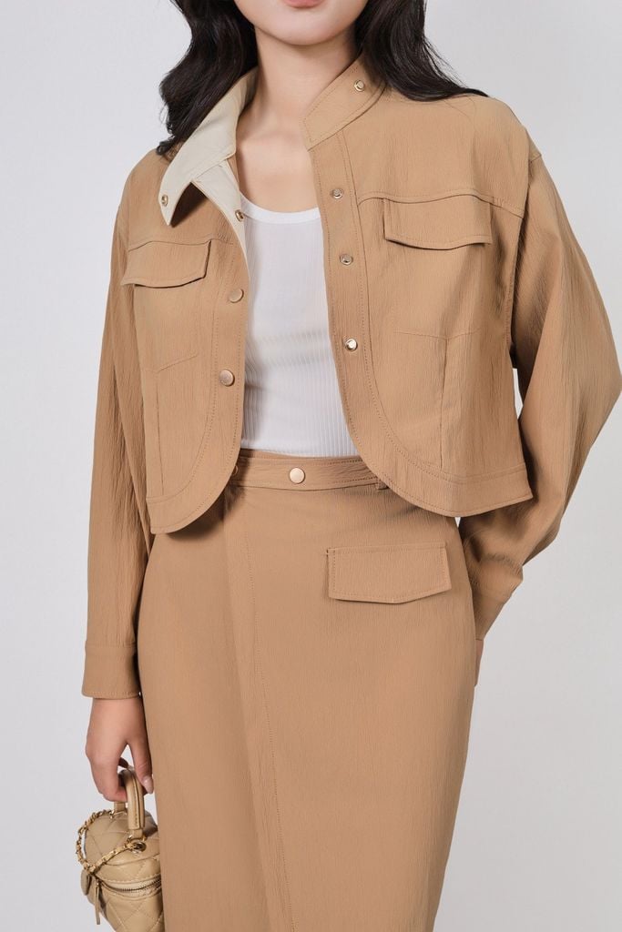 BJD73574 - Chân váy dài công sở vải thô dáng suông thân trước xẻ tà tạo kiểu khoá thân sau - PANTIO