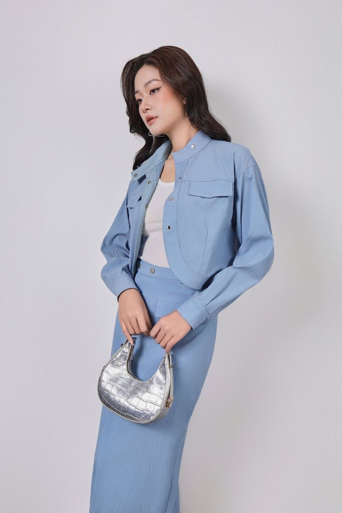 BJD73574 - Chân váy dài công sở vải thô dáng suông thân trước xẻ tà tạo kiểu khoá thân sau - PANTIO