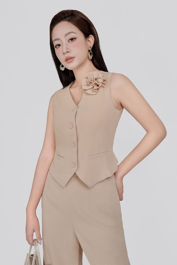 BQD73598 - Quần dài công sở vải tup xy dáng suông ống đứng có ly tạo kiểu khóa thân sau - PANTIO