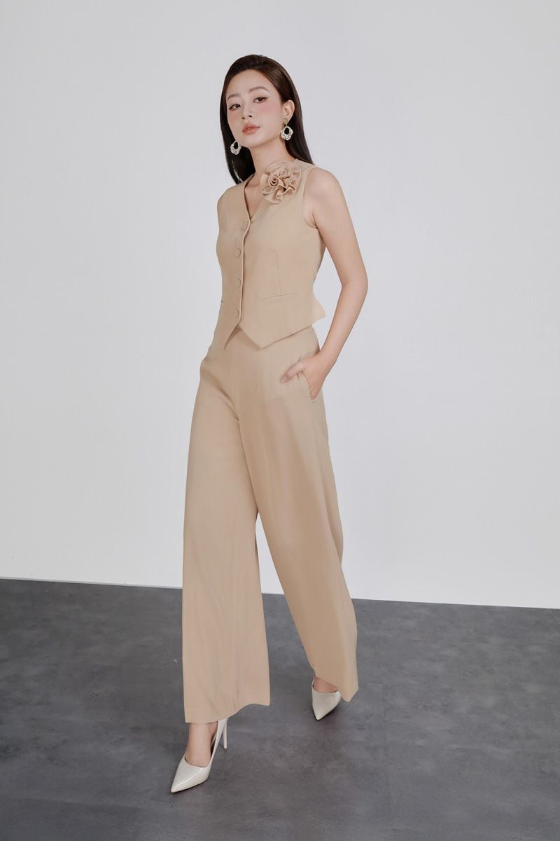 BQD73598 - Quần dài công sở vải tup xy dáng suông ống đứng có ly tạo kiểu khóa thân sau - PANTIO