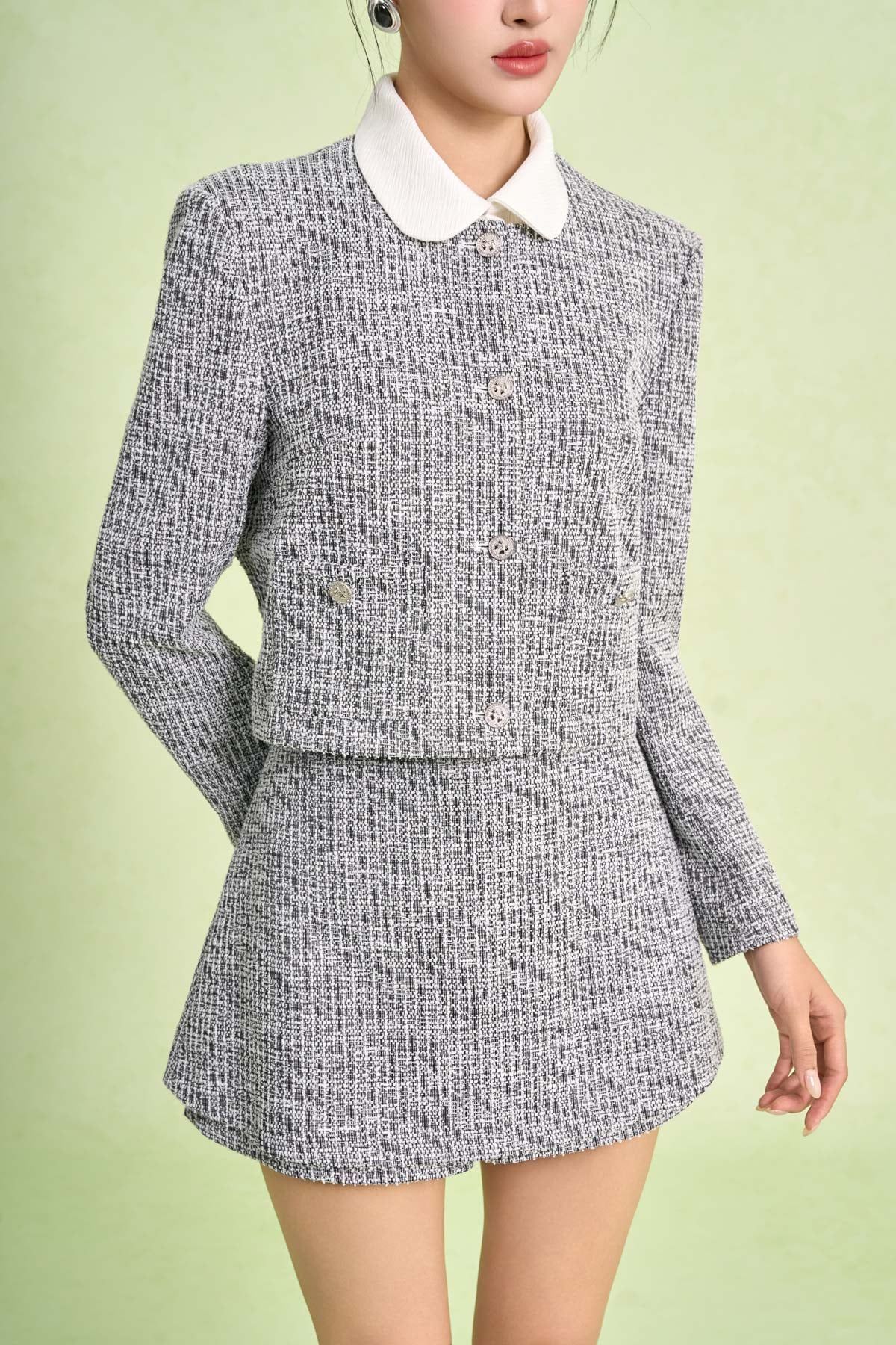 BQN93578 - Quần short dạo phố vải dạ dáng chữ A thân quần phối vạt giả váy thời trang - PANTIO