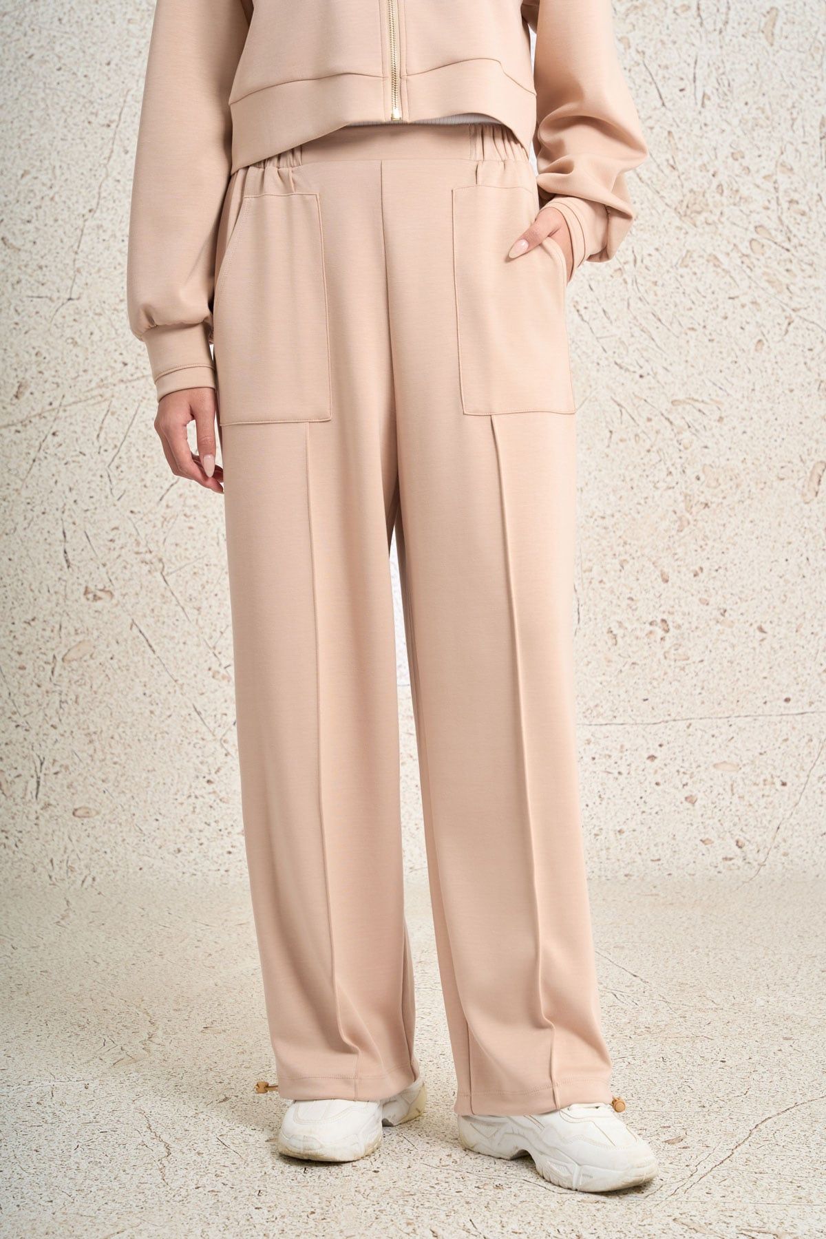 BQD93642 - Quần dài vải cotton cao cấp dáng suông ống đứng phối đường ly tạo kiểu cạp chun co giãn - PANTIO