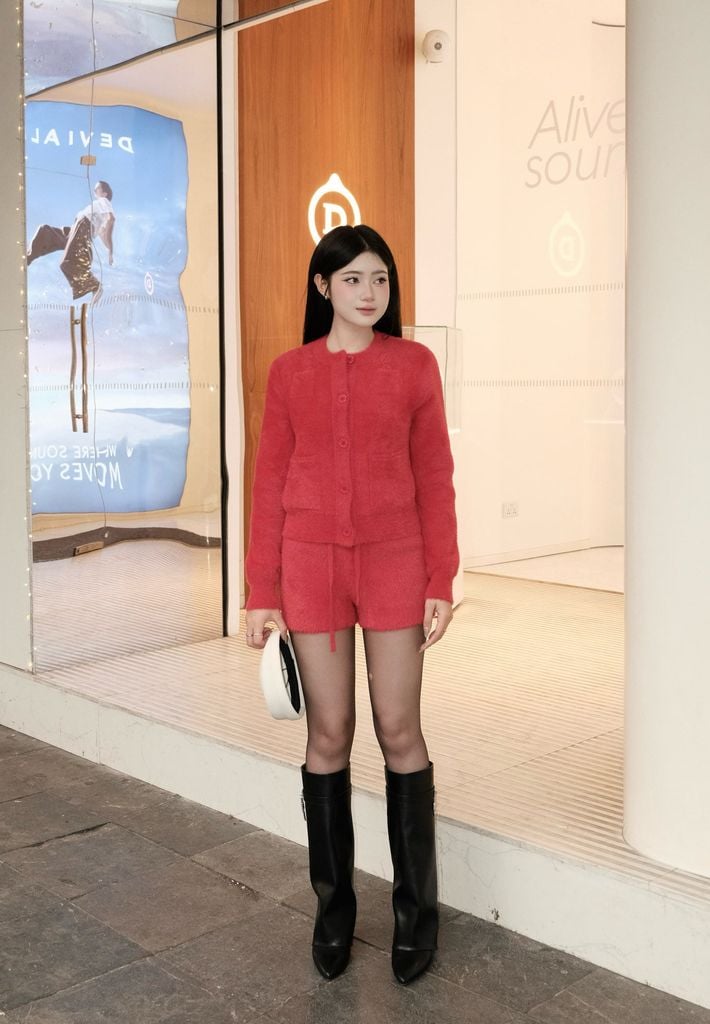 BKM93655 - Áo khoác len lông thỏ cao cấp dáng suông cổ tròn gấu áo bo chun ôm thân áo có túi tạo kiểu - JAN.