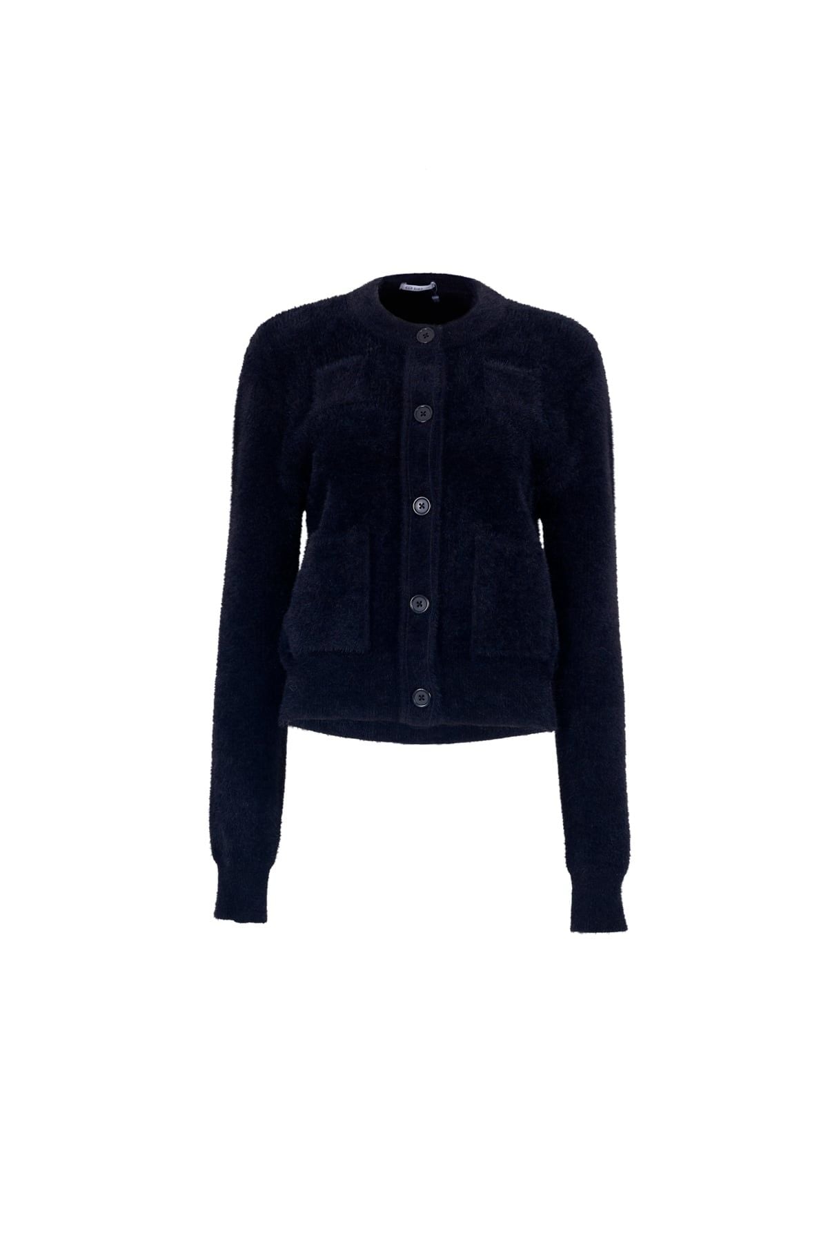 BKM93655 - Áo khoác len lông thỏ cao cấp dáng suông cổ tròn gấu áo bo chun ôm thân áo có túi tạo kiểu - JAN.