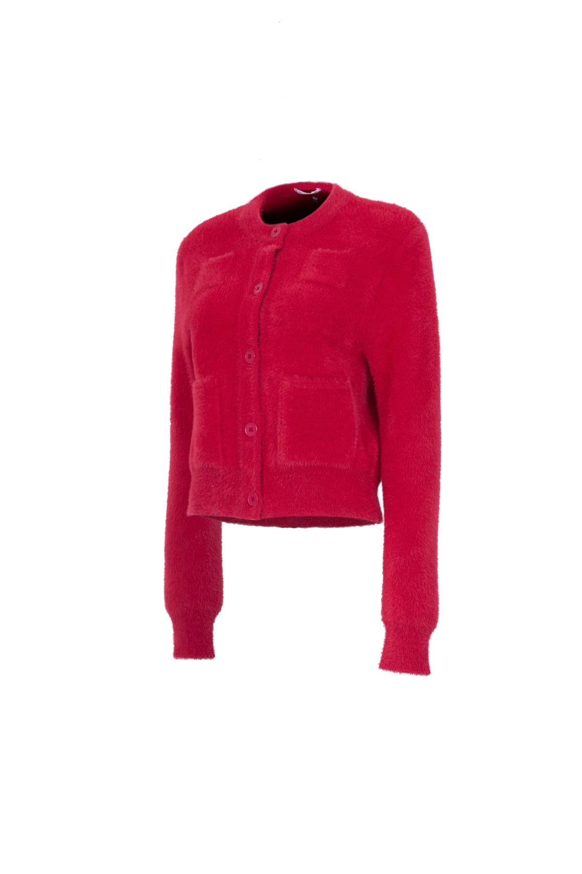 BKM93655 - Áo khoác len lông thỏ cao cấp dáng suông cổ tròn gấu áo bo chun ôm thân áo có túi tạo kiểu - JAN.