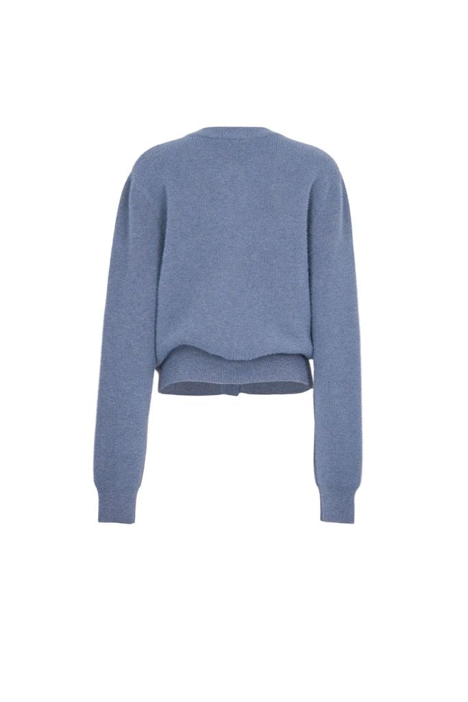 BKM93655 - Áo khoác len lông thỏ cao cấp dáng suông cổ tròn gấu áo bo chun ôm thân áo có túi tạo kiểu - JAN.