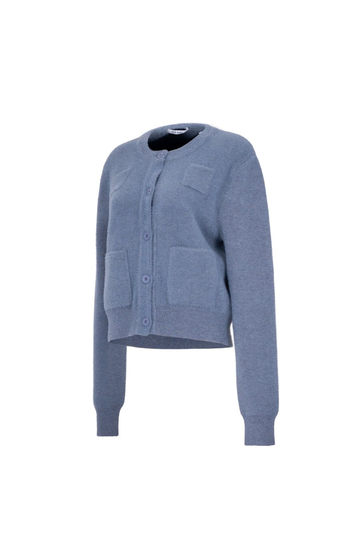 BKM93655 - Áo khoác len lông thỏ cao cấp dáng suông cổ tròn gấu áo bo chun ôm thân áo có túi tạo kiểu - JAN.