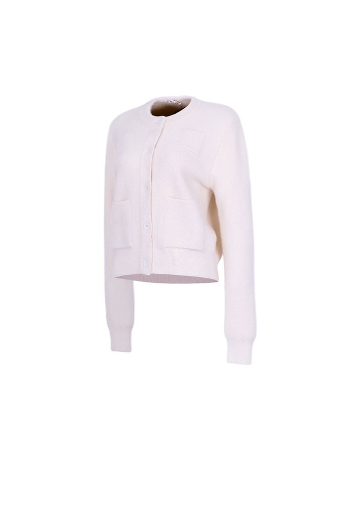 BKM93655 - Áo khoác len lông thỏ cao cấp dáng suông cổ tròn gấu áo bo chun ôm thân áo có túi tạo kiểu - JAN.