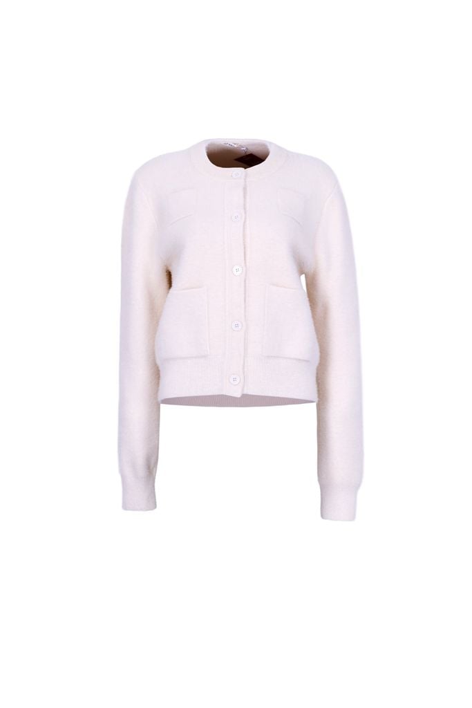 BKM93655 - Áo khoác len lông thỏ cao cấp dáng suông cổ tròn gấu áo bo chun ôm thân áo có túi tạo kiểu - JAN.