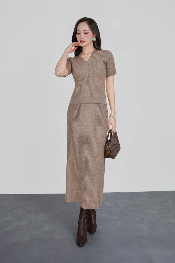 BJO446 - Chân váy len thời trang cao cấp dáng suông dài co giãn cạp chun - PANTIO