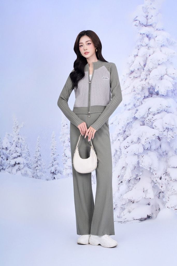 BOL622 - Áo khoác len cao cấp dáng ngắn hai màu thời trang cổ cao có khoá gấu áo bo chun ôm tạo kiểu - PANTIO