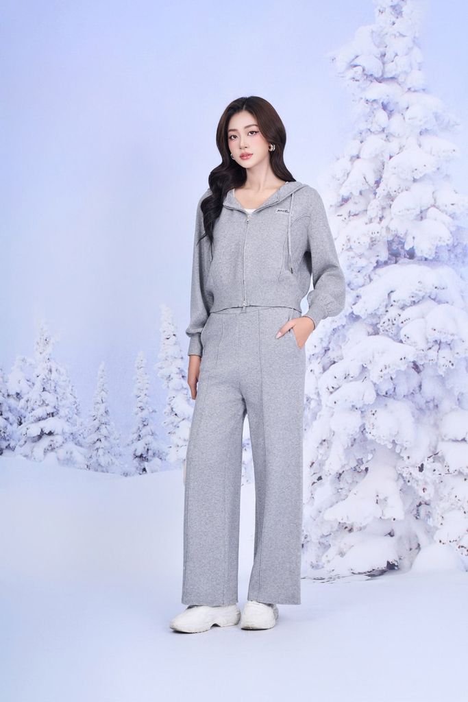 BOL623 - Áo khoác len cao cấp dáng ngắn khóa zip có mũ gấu áo bo chun ôm tạo kiểu - PANTIO