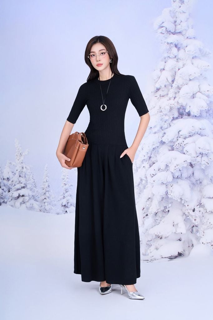 BQO650 - Quần dài vải len cao cấp dáng suông ống rộng cạp chun co giãn thân quần xếp nhún tạo xoè - PANTIO