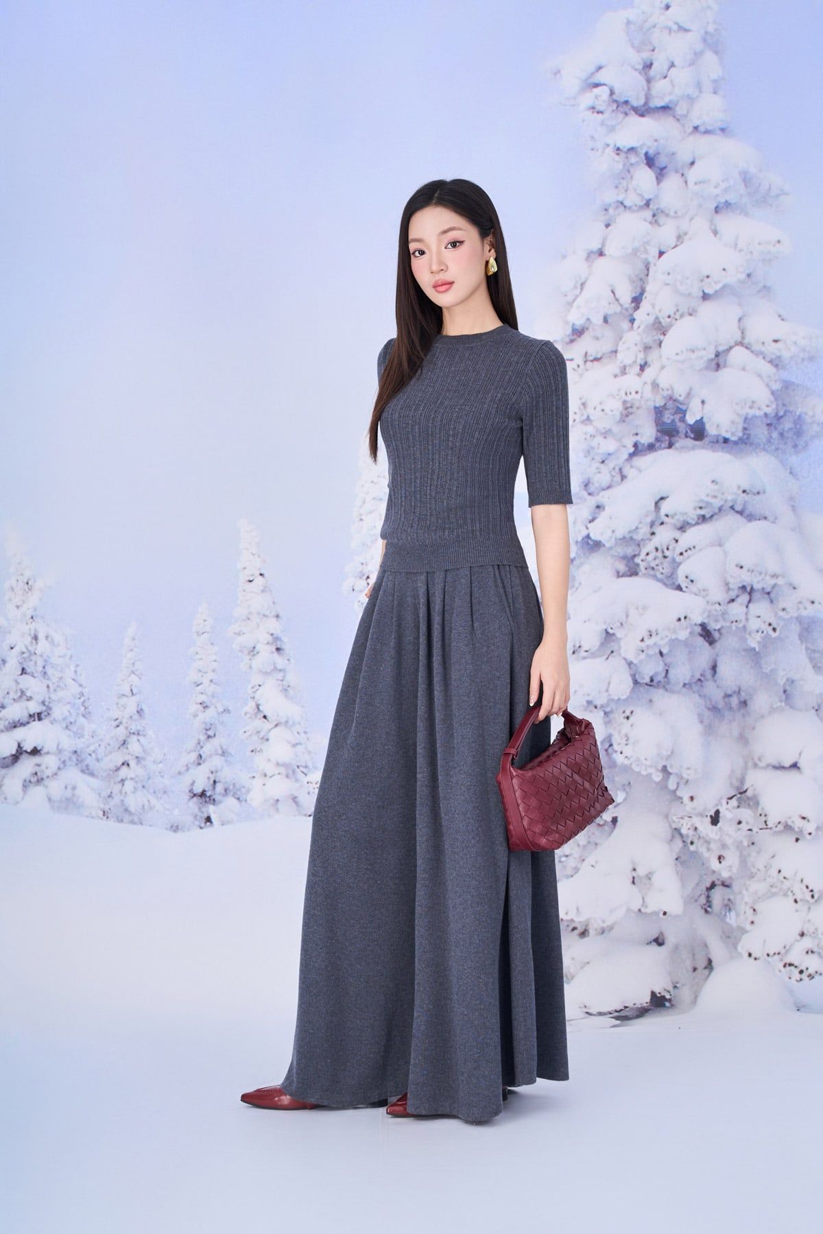 BQO650 - Quần dài vải len cao cấp dáng suông ống rộng cạp chun co giãn thân quần xếp nhún tạo xoè - PANTIO