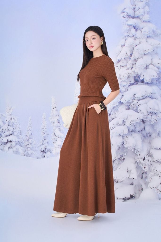 BQO650 - Quần dài vải len cao cấp dáng suông ống rộng cạp chun co giãn thân quần xếp nhún tạo xoè - PANTIO