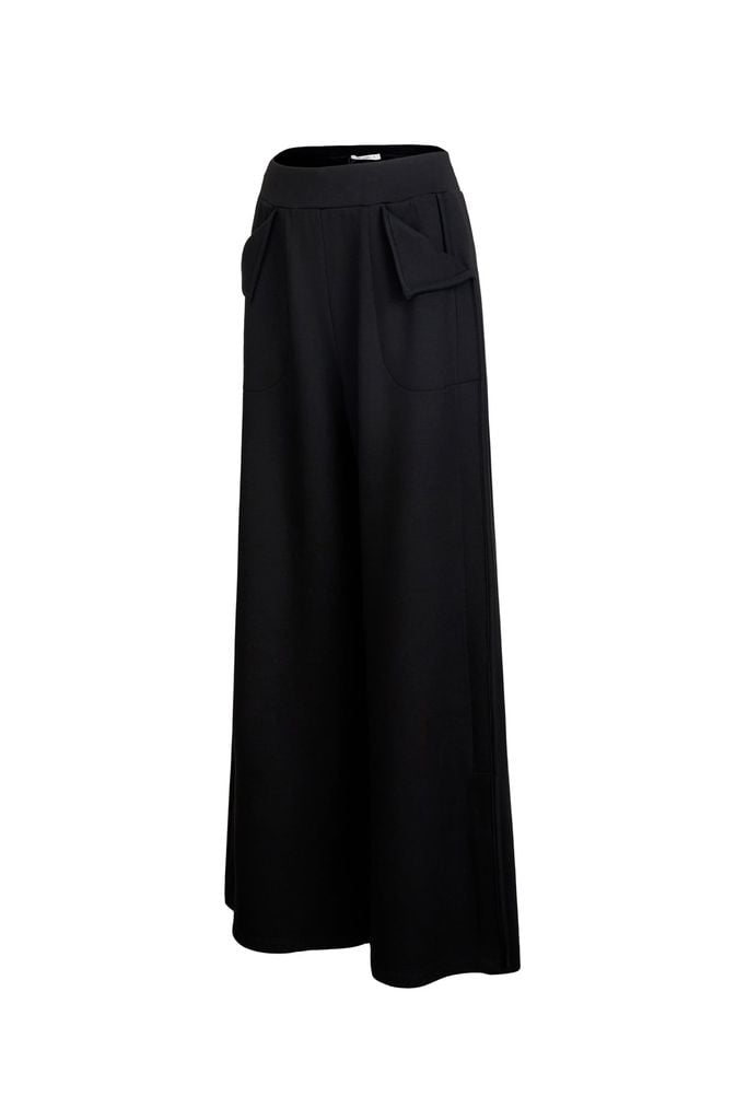 BQD93718 - Quần dài dạo phố vải thun cotton dáng suông ống rộng cạp chun thân quần có túi tạo kiểu - JAN.