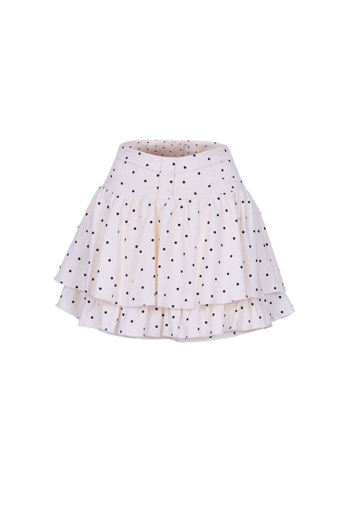 BQN73604 - Quần short vải thô dáng A cạp cao thân váy xếp ly bung hai tầng tạo xoè - JAN.