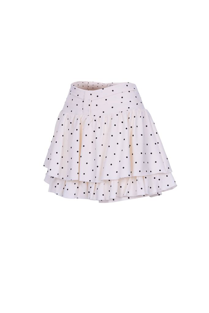 BQN73604 - Quần short vải thô dáng A cạp cao thân váy xếp ly bung hai tầng tạo xoè - JAN.