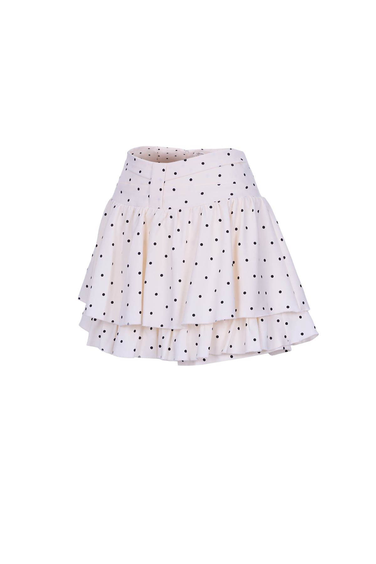 BQN73604 - Quần short vải thô dáng A cạp cao thân váy xếp ly bung hai tầng tạo xoè - JAN.