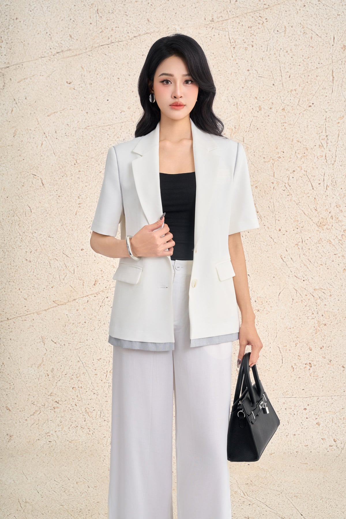 BQD12772 - Quần dạo phố vải thô đũi dáng suông ống rộng cạp chun có túi hai bên hông - PANTIO