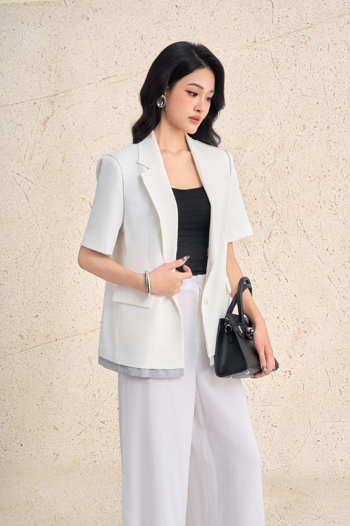 BQD12772 - Quần dạo phố vải thô đũi dáng suông ống rộng cạp chun có túi hai bên hông - PANTIO