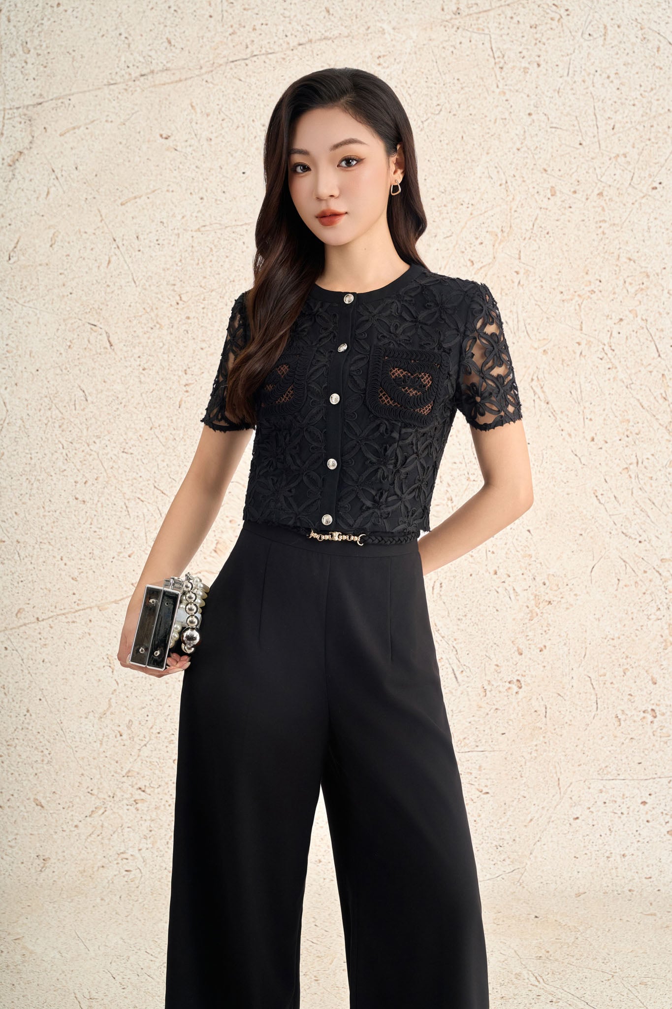 FQD51230 - Quần dài công sở vải thô dáng suông ống đứng phối ly thời trang khoá thân sau - PANTIO