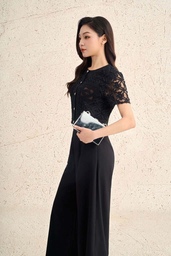 FQD51230 - Quần dài công sở vải thô dáng suông ống đứng phối ly thời trang khoá thân sau - PANTIO