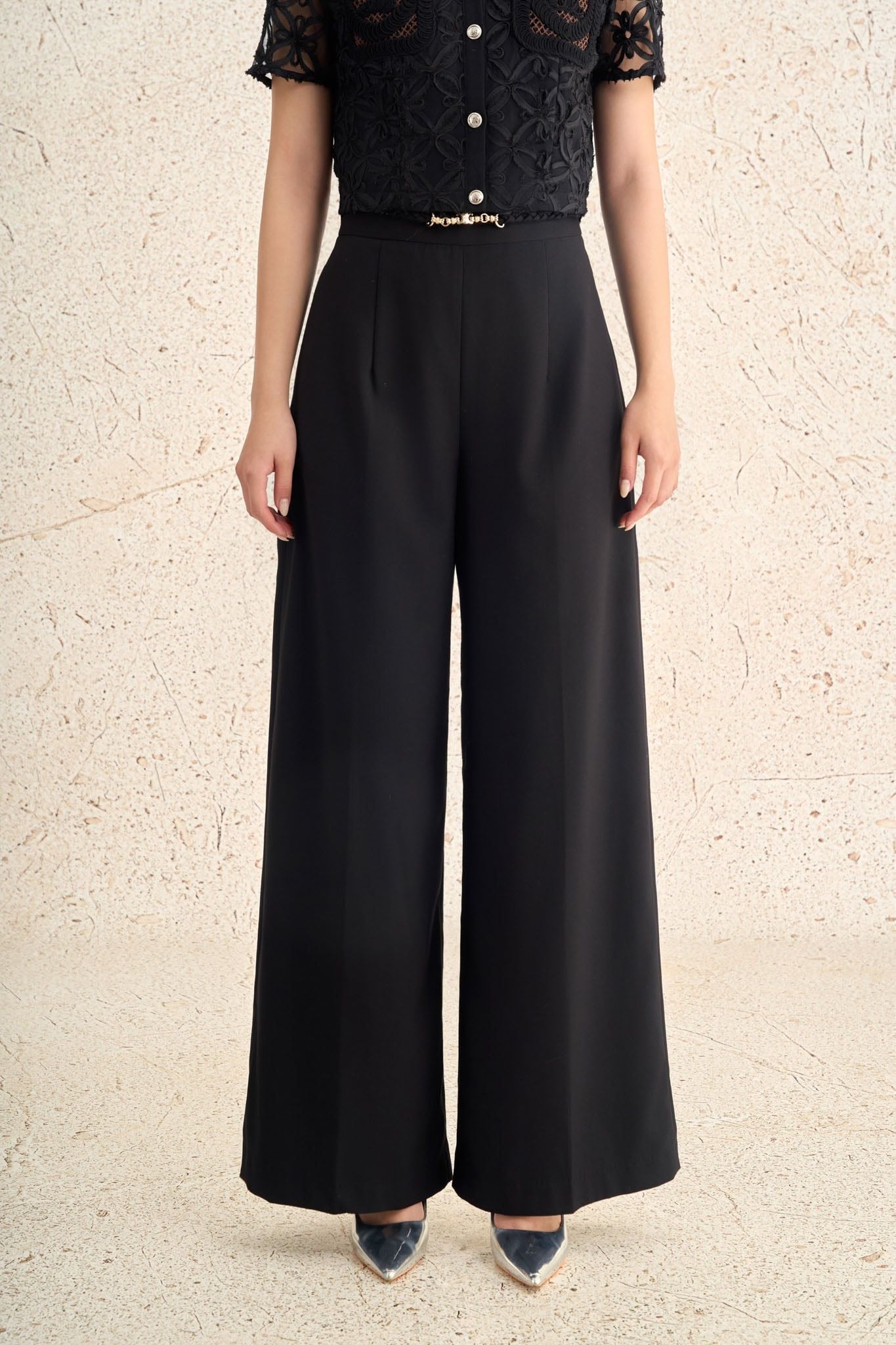 FQD51230 - Quần dài công sở vải thô dáng suông ống đứng phối ly thời trang khoá thân sau - PANTIO