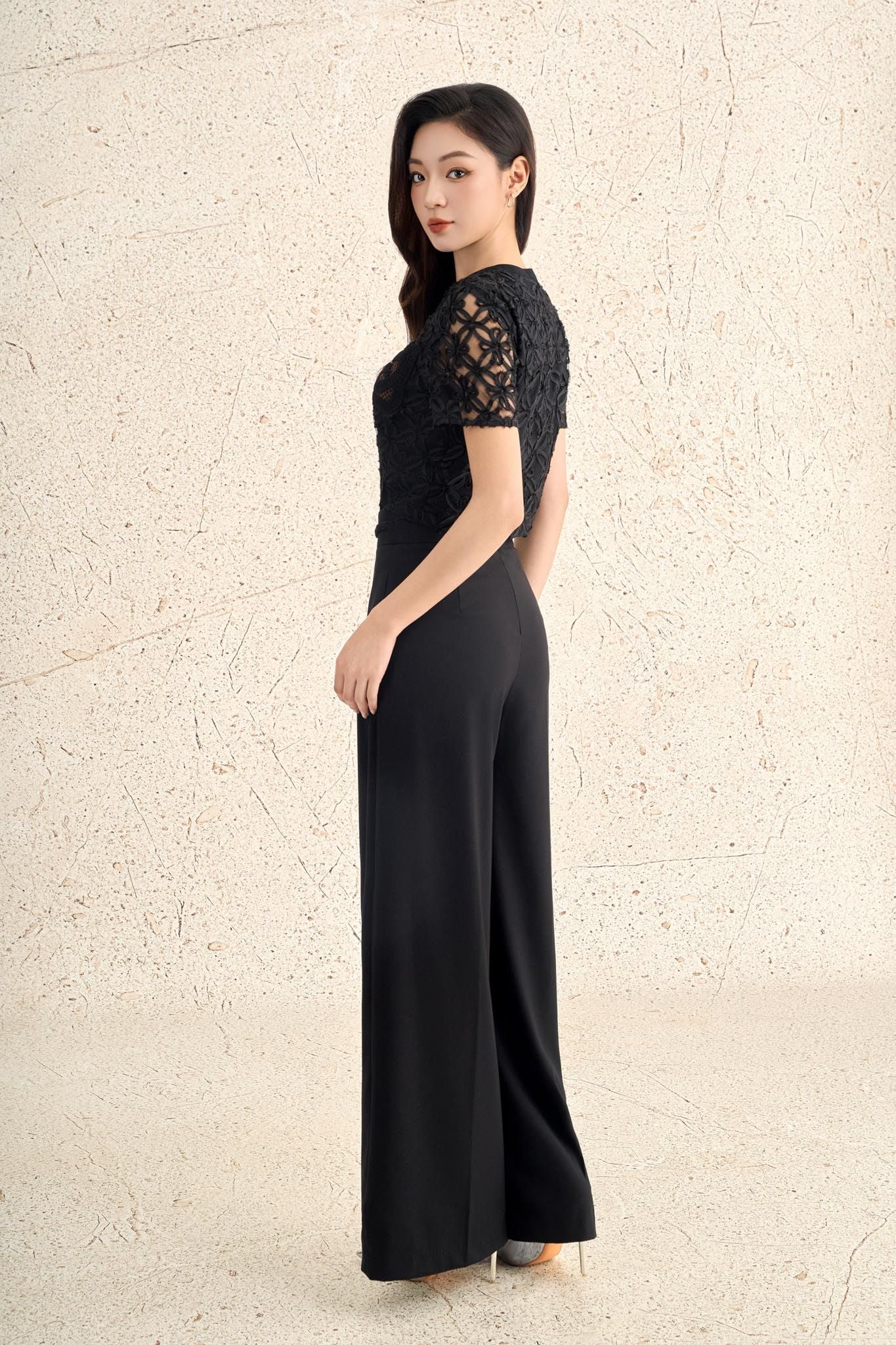 FQD51230 - Quần dài công sở vải thô dáng suông ống đứng phối ly thời trang khoá thân sau - PANTIO