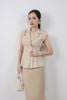 FAK31421 - Áo kiểu công sở vải tuytsi dáng peplum cổ hai ve có đệm vai thân áo chiết ly eo tạo kiểu cài khuy kim loại - PANTIO