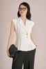 FAK31421 - Áo kiểu công sở vải tuytsi dáng peplum cổ hai ve có đệm vai thân áo chiết ly eo tạo kiểu cài khuy kim loại - PANTIO